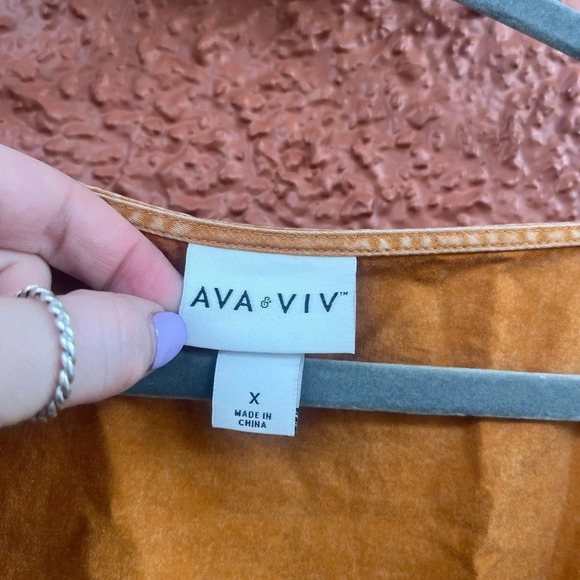 Ava & Viv Women's Plus Size X Copper 3/4 Balloon Sleeve A-Line Dress - Picture 2 of 5